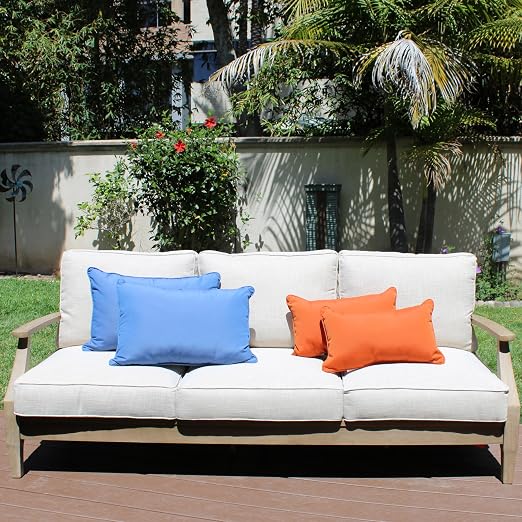 Factory Direct Partners Presidio 16" x 24" Lumbar Decorative Throw Pillow Set with Piping for Indoor/Outdoor Furniture UV, Fade, Weather-Resistant Olefin Fabric (2-Pack) - Marigold, 13813-117