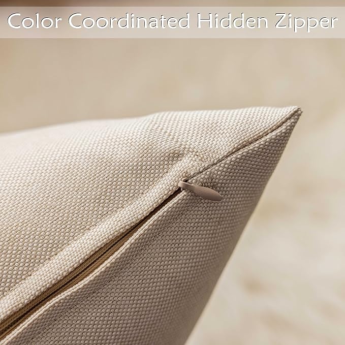 Home Brilliant Linen Pillow Covers Waterproof Outdoor Pillows for Patio Pillow Covers for Couch, 18 inch, 45 cm, 4 Pcs, Light Linen