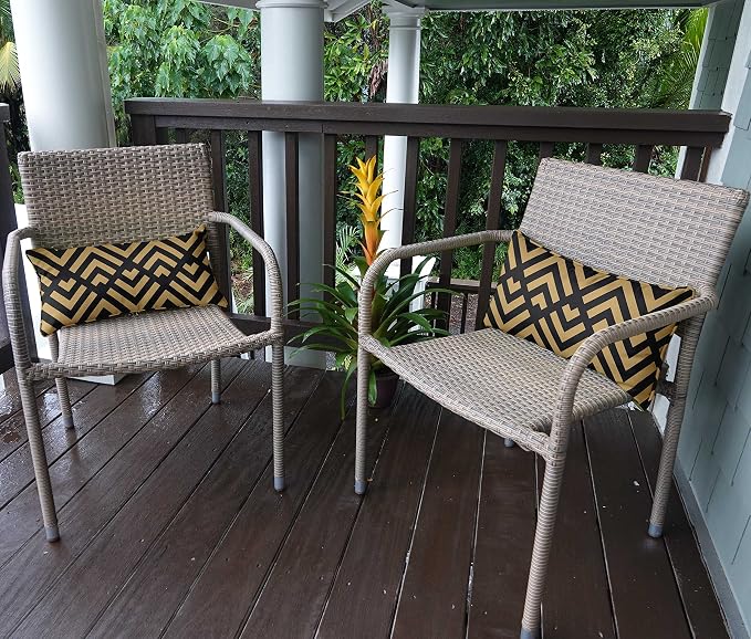 Indoor/Outdoor Polyester Fabric Lumbar Pillow Cover, All-Weather Waterproof Rectangular Cushion Case for Patio Furniture, 16 x 24 Set of 2 - Abstracts-70