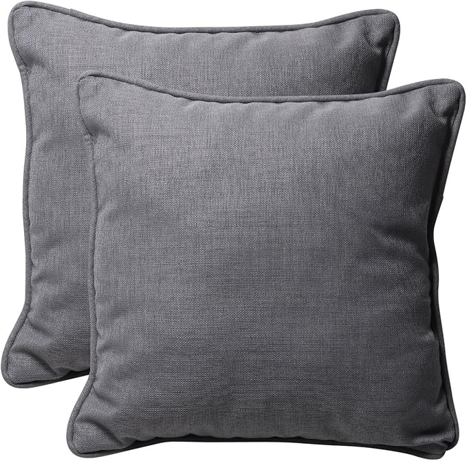 Pillow Perfect Rave Solid Indoor/Outdoor Throw Pillow Plush Fill, Weather and Fade Resistant, Throw - 18.5" x 18.5", Grey, 2 Count