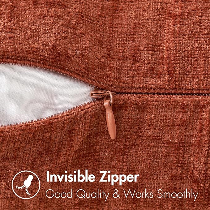 MIULEE Pack of 4 Decorative Outdoor Solid Waterproof Throw Pillow Covers Chenille Pillow Covers