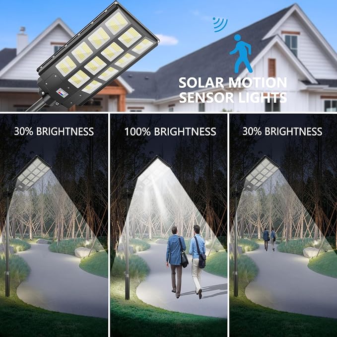 Solar Street Light 8000W, Solar Outdoor Lights Waterproof, 240000LM 8000K Solar Powered Parking Lot Light Dusk to Dawn with Outside Motion Sensor LED Lights, Wide Angle Street Lamp
