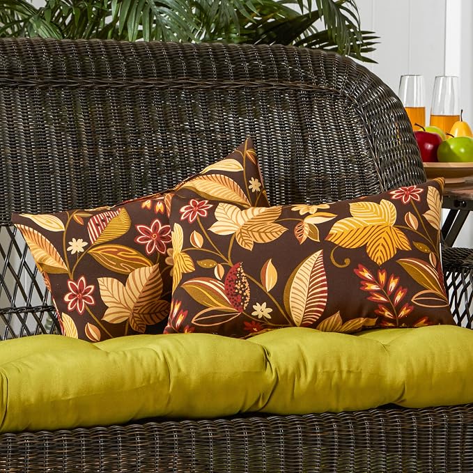 Greendale Home Fashions Outdoor 19x12 inch Rectangle Decorative Throw Pillow, 2-Pack, Russet Floral 2 Count