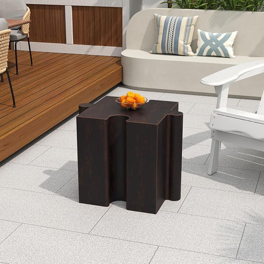 Christopher Knight Home Daton Interlocking Puzzle Outdoor Side Table, Lightweight Concrete Patio Coffee Table, Concave Edge MGO Modular End Table, Creative Set Up for Indoor&Outdoor Use, Copper