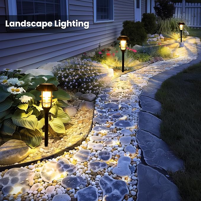 SOLPEX Solar Pathway Lights Waterproof Outdoor Lighting, 8 Pack Warm White | IP65 Waterproof, 10-12H Runtime, Auto On/Off, Tool-Free Install, Yard/Garden/Pathway/Patio/Walkway/Driveway