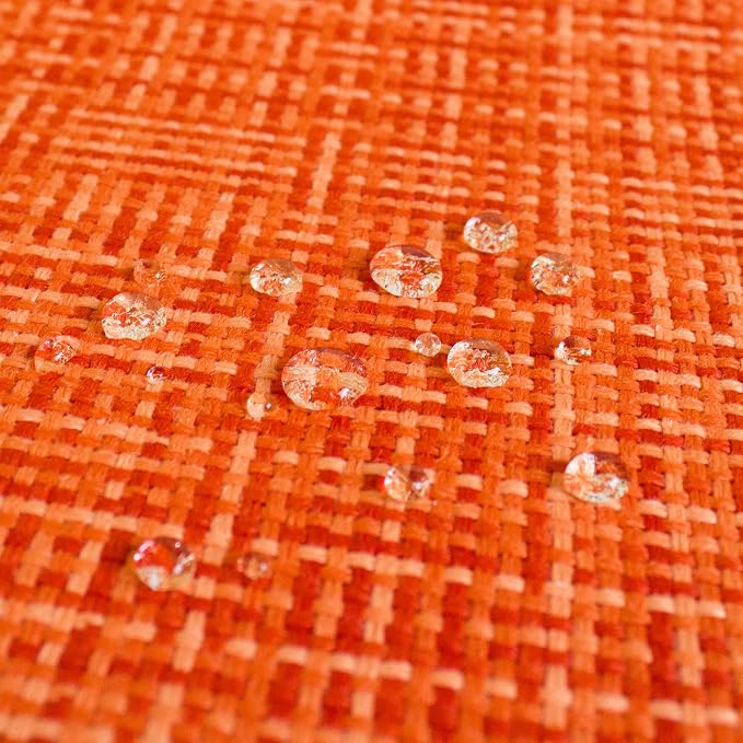 Kevin Textile Outdoor Waterproof 12"x24" Lumbar Pillow Covers 2 Pack Orange | Water Resistant, Faux Linen Yarn-dyed, Woven Texture Throw Pillow Covers for Tent Patio Garden Couch Sofa