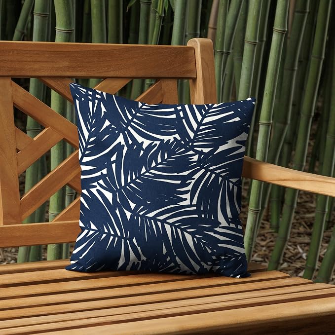 Arden Outdoor Toss Pillow, earthFIBER, 2-Pack, 16x16, Blue Palm