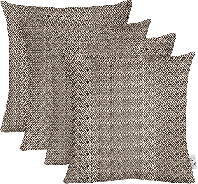RSH DECOR Square Throw Pillows Set of 4, 20" x 20", Outdoor Pillows Waterproof, Outdoor Pillow Covers, Pillow Covers for Couch, Aviva Cumin, Made in USA