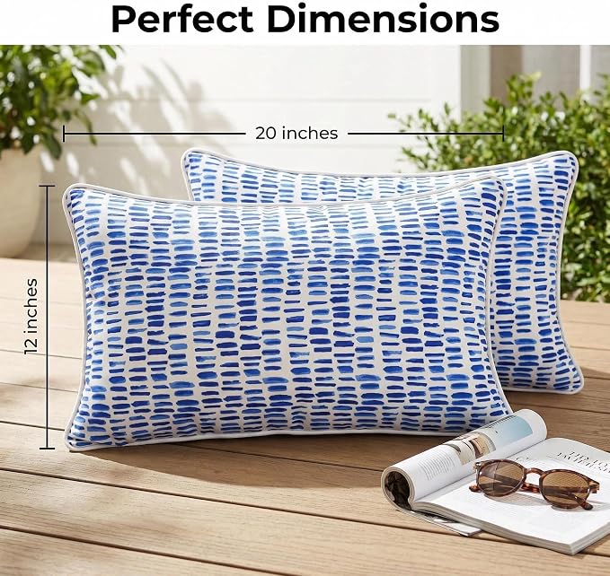 JMGBird Blue Outdoor Throw Pillows Waterproof Outdoor Lumbar Pillow | 12x20 Pillow with inserts Outdoor Pillows Decorative Pillows outdoor patio pillows for couch,Bed, Sofa