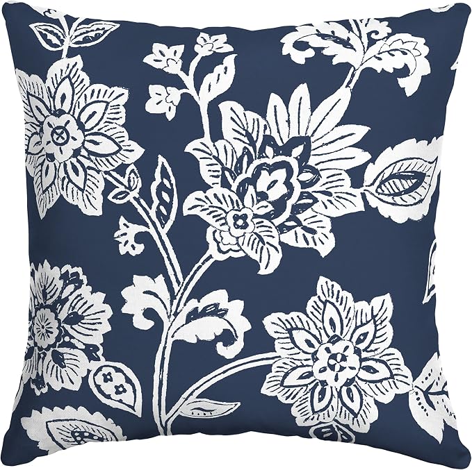 Arden Outdoor Toss Pillow, 16x16, Blue Jacobean | Indoor/Outdoor Décor, Rain-Proof, Fade Resistant, Mold and Mildew Resistant