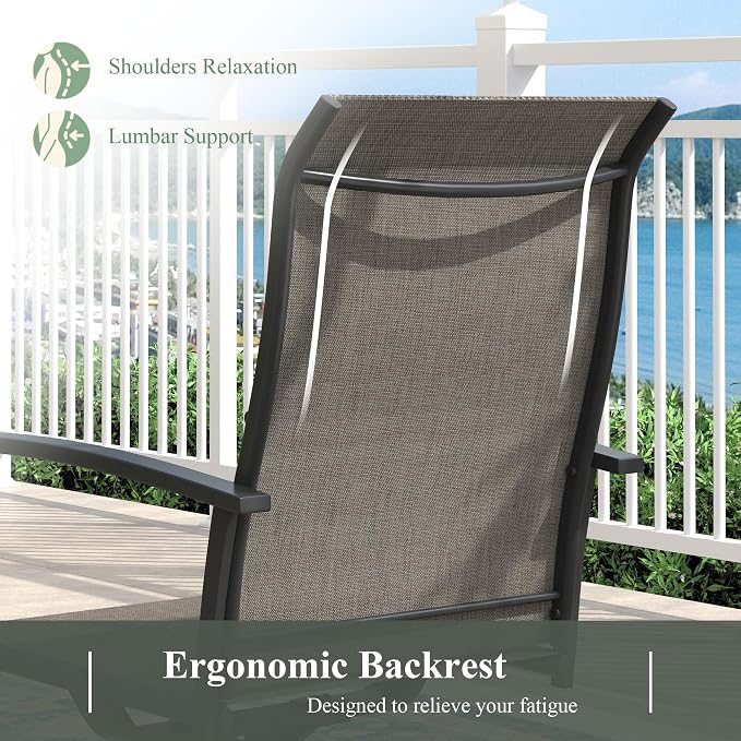 7 Pieces Patio Dining Set with Patio Umbrella, Outdoor Furniture of 63" Rectangular Patio Table and Patio Swivel Chairs for Backyard Lawn Garden, Black Table and Mixed Brown Chairs