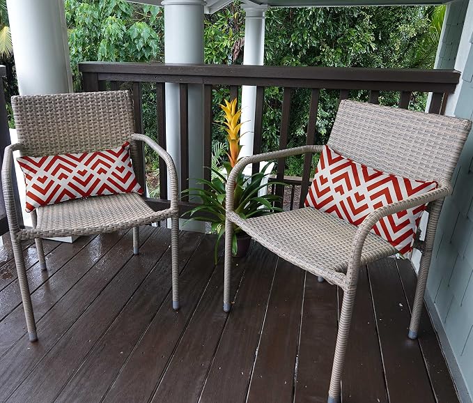 Indoor/Outdoor Polyester Fabric Lumbar Pillow Cover, All-Weather Waterproof Rectangular Cushion Case for Patio Furniture, 12 x 24 Set of 2 - Abstracts-42