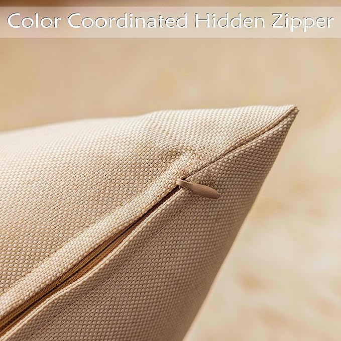 Home Brilliant Rectangle Pillow Cover 12x20 Linen Pillow Covers Waterproof Outdoor Throw Pillows for Patio, 30x50 cm, Set of 4, Creamy Linen