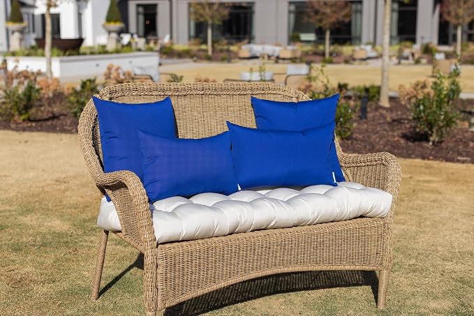 RSH DECOR Square Throw Pillows Set of 2, 17" x 17", Outdoor Pillows Waterproof, Patio Furniture Pillow, Decorative Outdoor Throw Pillow, Spun Polyester, Veranda Blue, Made in USA
