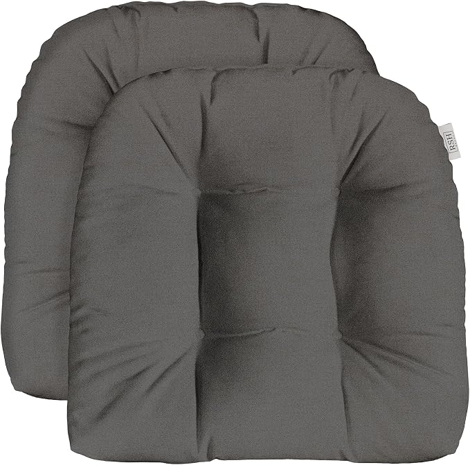 RSH DECOR Outdura Tufted Wicker U-Shape Cushions Set of 2 | 22" x 22" | Outdoor Seat Cushions for Patio Furniture| Crafted with Sunbrella Performance Fabric | Made in USA (Zinc Charcoal Grey)