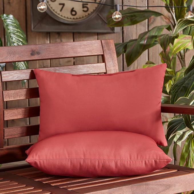 South Pine Porch Outdoor 19x12-inch Rectangle Accent Pillow (Set of 2), Coral