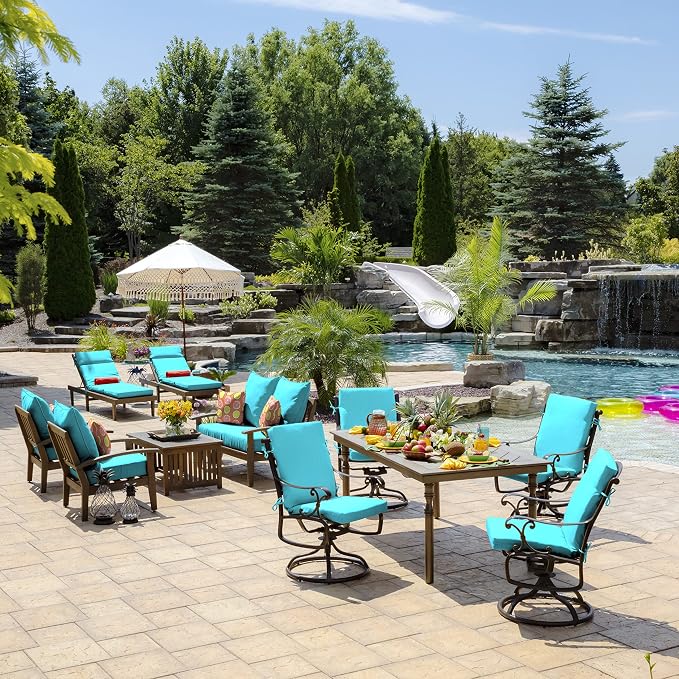 Arden Outdoor Deep Seat Cushion Set, 4-Pack, 24x24, Pool Blue | Outdoor Sofa, Couch, Conversation Set, Weather-Proof, Rain-Proof, Fade Resistant for Chair, Mold and Mildew Resistant
