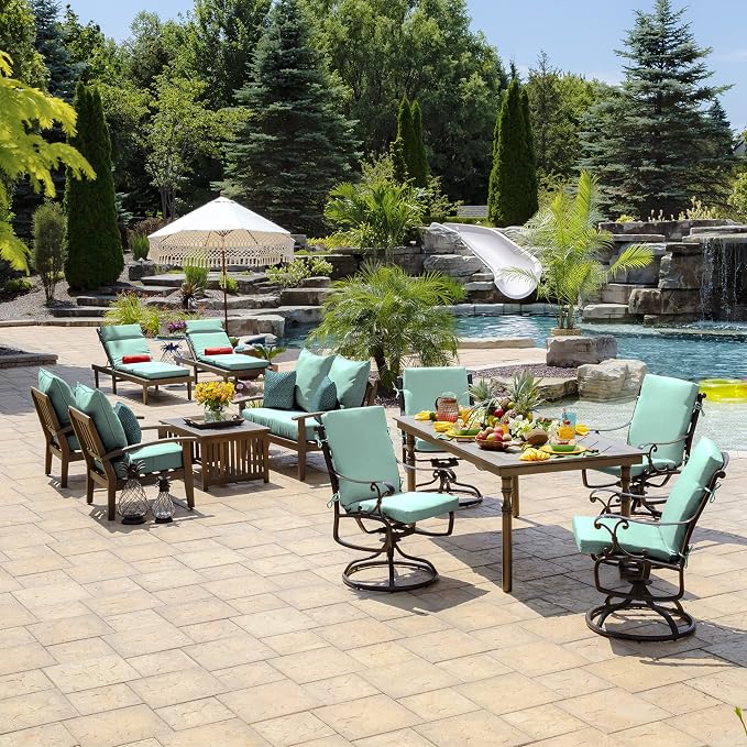Arden Outdoor Deep Seat Cushion Set, 24x24, Aqua