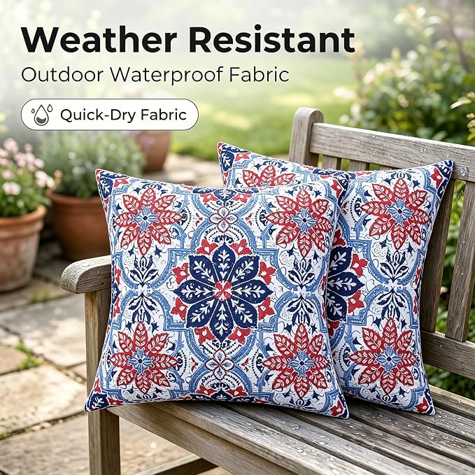 JMGBird Outdoor Throw Pillow Outdoor Patio Pillows for Couch | 18x18 Outdoor Pillow inserts included Waterproof Throw Pillows Outdoor Accent Pillows for Patio Furniture