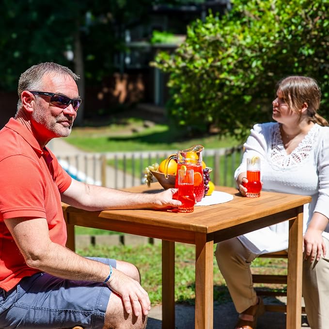 Sunnydaze 4-Person Teak Wood Outdoor Table - Square 32-Inch Patio Dining Table for Outside, Deck, or Balcony - Ideal for Backyard Gatherings