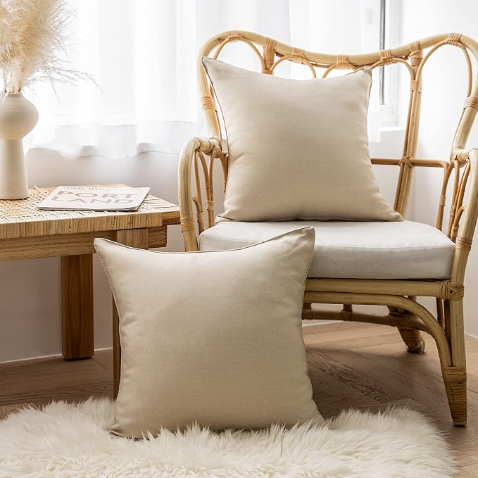 Home Brilliant Pillow Shams Outdoor Pillows Covers Linen Decorative Throw Pillow Cover, 20x20 inch(50cm), 4 Pcs, Light Linen