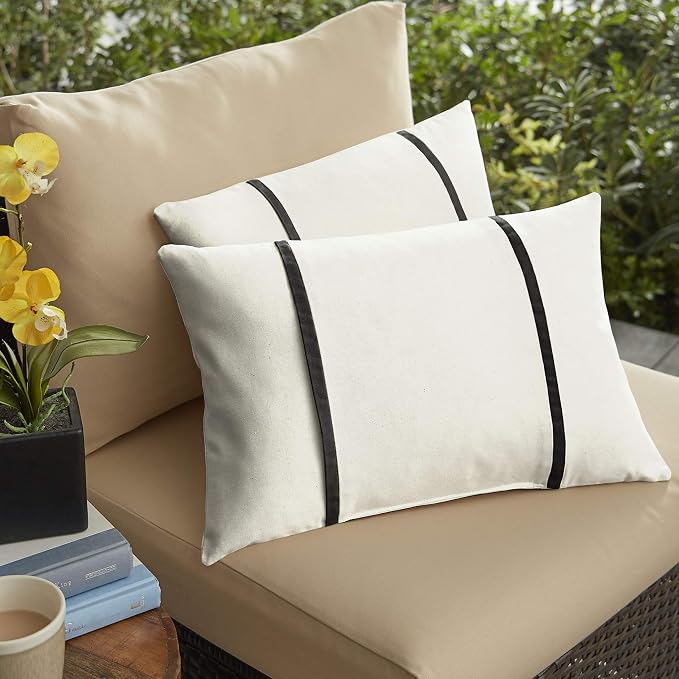 Mozaic AMZ432211SP Sunbrella Canvas Natural Outdoor Pillow Set, 13 x 20