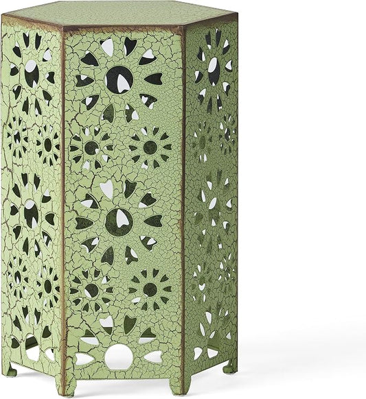 Christopher Knight Home Eliana Outdoor 12" Sunburst Iron Side Table, Crackle Green
