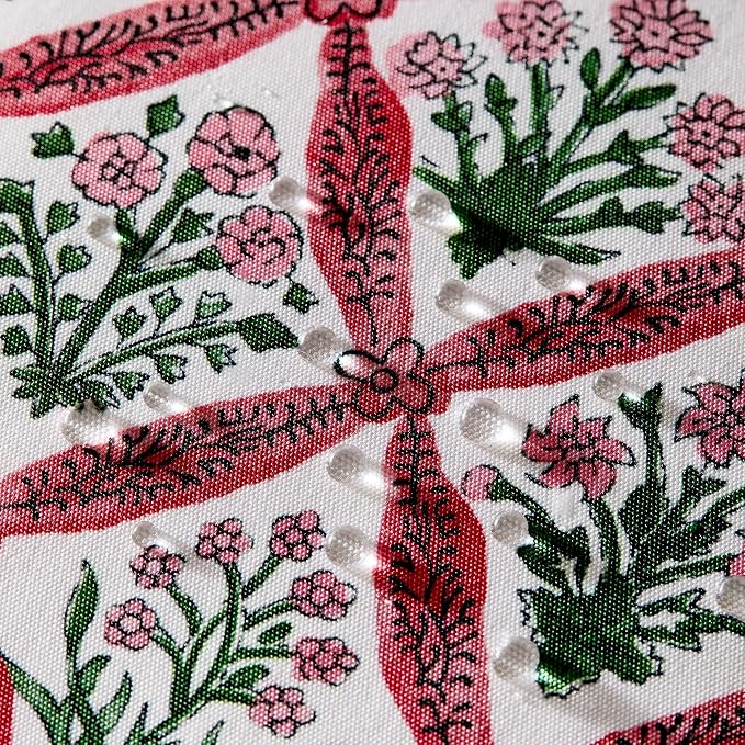 Allorry Floral Outdoor Pillow Covers 16x16 Rose Pink Waterproof Decor | Set of 2 Vintage Floral Block Print Pillow Cover,Farmhouse Boho Decorative for Spring Summer Outdoor Sofa Bedroom Decor