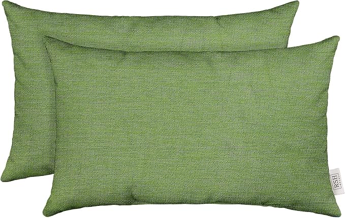 RSH DECOR: Designer Select Sunbrella Jumbo Lumbar Pillows Set of 2 | 26" x 16" | Water and Fade-Resistant Performance Fabric | Indoor Outdoor Accent Pillows | Made in USA (Cork Meadow Pistachio)