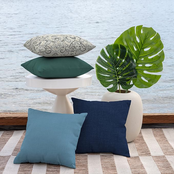 Arden Outdoor Toss Pillow, 2-Pack, 16x16, French Blue | Indoor/Outdoor Décor, Rain-Proof, Fade Resistant, Mold and Mildew Resistant