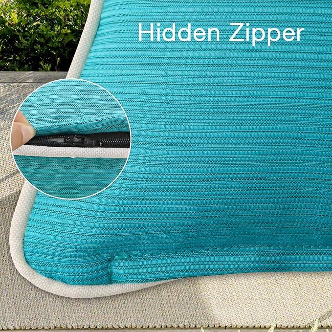 Unimatta Decorative Outdoor Water Repellent Throw Pillows with Inserts, Set of 4, 16" x16" Pillows for Patio, Backyard, Bed, Couch, and Patio Furniture, Turquoise