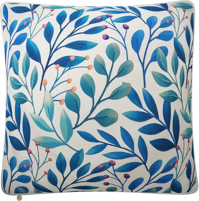 Fab Habitat Indoor/Outdoor Throw Pillow Made from Recycled Polyester Yarn - Double Sided, Stain Resistant, Machine Washable - Patio, Porch, Living Room - Rainforest - White Multi Floral (20" x 20")