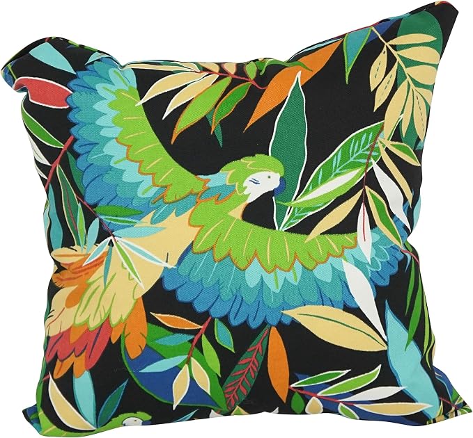 Blazing Needles All-Weather UV-Resistant Outdoor Zippered Pillows Set, Set of 2, 18", Tucuman Ebony