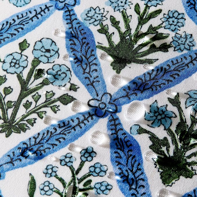 Allorry Floral Outdoor Pillow Covers 20x20 Blue Outdoor Waterproof Decor | Set of 2 Vintage Floral Block Print Pillow Cover,Farmhouse Boho Decorative for Spring Summer Outdoor Sofa Bedroom Decor