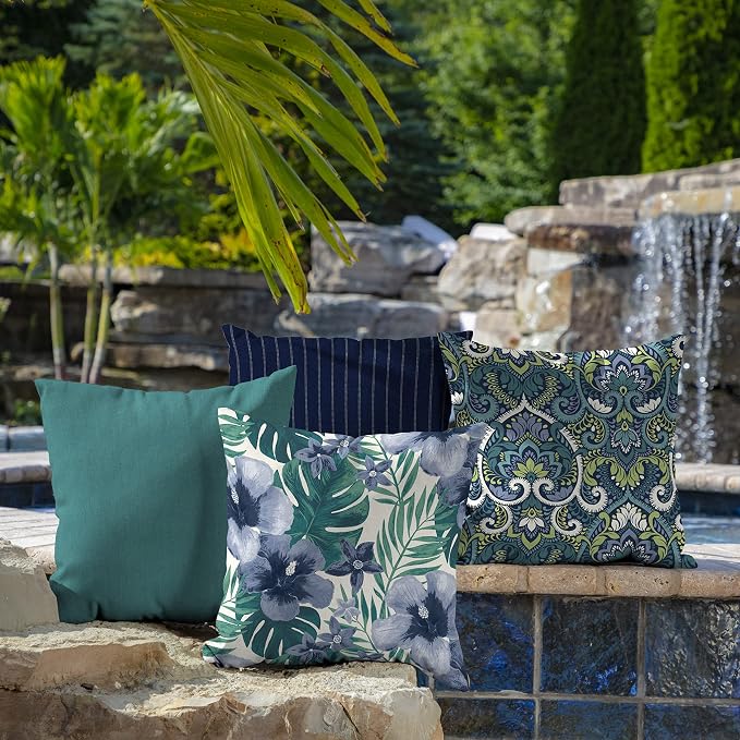 Arden Outdoor Toss Pillow, 4-Pack, 16x16, Salome Tropical | Indoor/Outdoor Décor, Set of 4, 16 x 16, Rain-Proof, Fade Resistant, Mold and Mildew Resistant