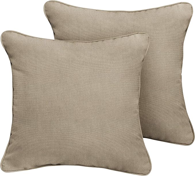 Sorra Home Sunbrella Indoor/Outdoor Corded Pillows, 20" x 20", Canvas Taupe