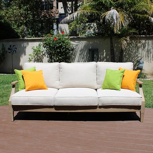 Factory Direct Partners Presidio 15" x 15" Square Decorative Throw Pillow Set with Piping for Indoor/Outdoor Furniture UV, Fade, Weather-Resistant Olefin Fabric (2-Pack) - Lime Green, 13809-LM