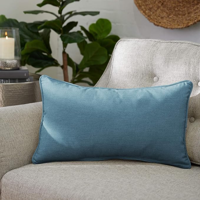 Sorra Home AMZ337021SP Indoor/Outdoor Pillow Set, 13 in x 20 in, Denim Blue