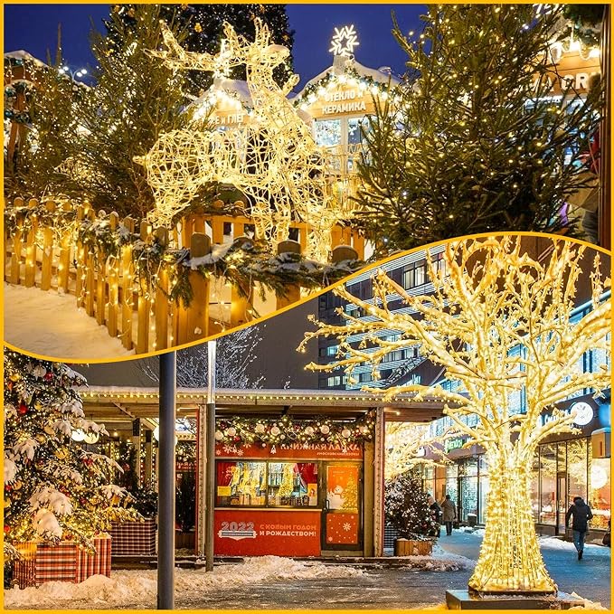 KAQ Connectable 240LED 88Ft String Lights Indoor Outdoor Timer, Warm White | Clear Wire Twinkle Fairy Lights Plug in with 13 Modes, IP44 Waterproof Design for Christmas Trees, Bedroom, Classroom, Patio