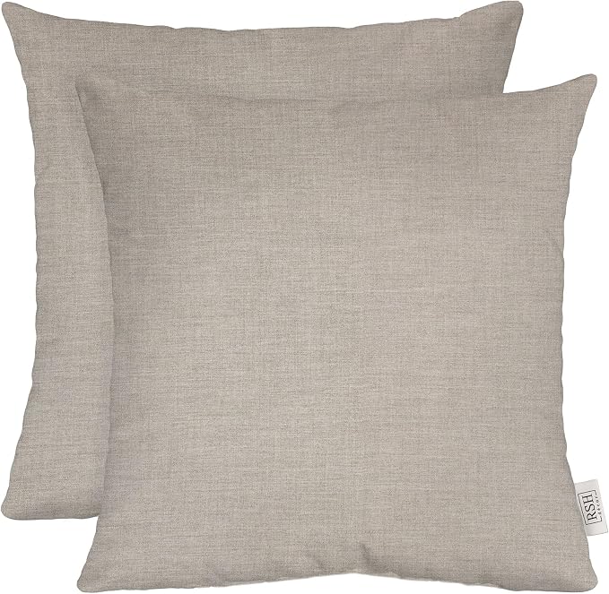 RSH DECOR: Sunbrella Square Throw Pillows Set of 2 | 20" x 20" | Water and Fade-Resistant Performance Fabric | Outdoor Pillow Covers with Down-Alternative Inserts | Made in USA (Spectrum Dove)