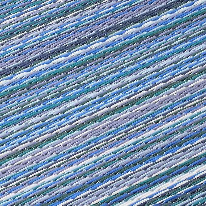 Fab Habitat Outdoor Premium Recycled Plastic Pillow - Waterproof, Fade Resistant - Striped - Patio, Porch, Deck, Balcony - Cancun - Indigo - 16.5" x 16.5"