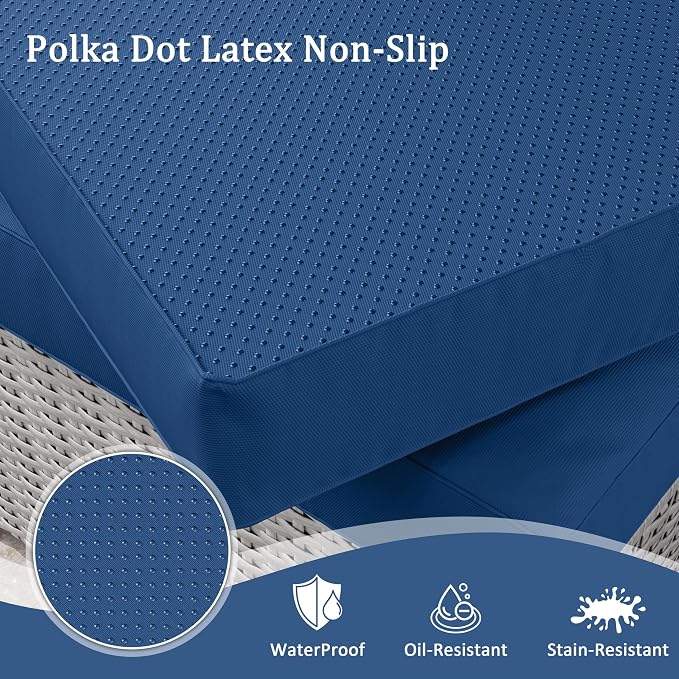 Outdoor Furniture Replacement Cushions, Waterproof Patio Furniture Cushions, 4" Deep Seat Outdoor Sectional Cushion for 3-Seat Outdoors Rattan Sofa Patio Sofa Cushion, Blue
