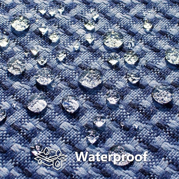 Kevin Textile Outdoor Waterproof 14"x24" Pillow Covers 2 Pack, Navy Blue | Water Resistant Weaving Faux Linen Texture Throw Pillow Covers, Outside Decorative Pillowcases for Garden Patio Balcony Couch