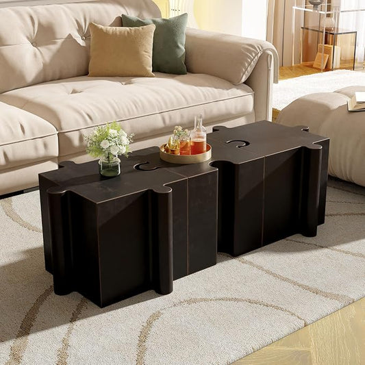 Christopher Knight Home Daton 3 Piece Interlocking Outdoor Side Table Set, Modular Lightweight Concrete Coffee Table, Convertible MGO End Table for Indoor&Outdoor, Design for Creative Set Up, Copper