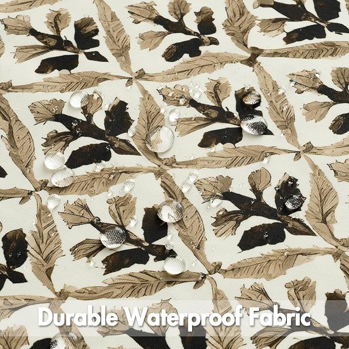 MIULEE Outdoor Floral Pillow Covers Waterproof 16x16 Coffe-Brown | Decorative Block Print,Boho Farmhouse, Set of 2 Coastal Summer Cushion Covers with Piping,Garden Patio Furniture Porch Couch