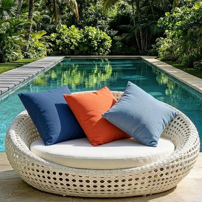 Outdoor Pillow Covers Waterproof Cushion Covers Patio Pillows Case 2 Pack | 18x18inch, Solid, Seamless, Hidden Zipper,Pecet for Porch Decoration,Patio Furniture,Outdoor Couch, Balcony,Garden Bench