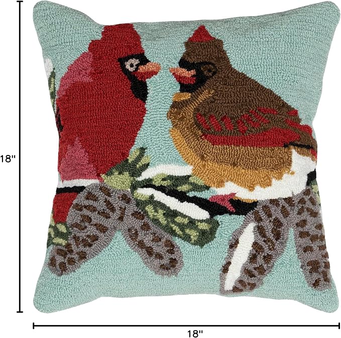 Liora Manne Frontporch Indoor/Outdoor Pillow, 18" Square, Cardinals