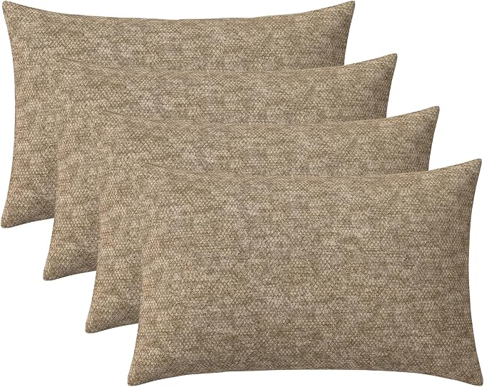 RSH DECOR: Sunbrella Jumbo Lumbar Throw Pillows Set of 4 | 26" x 16" | Indoor Outdoor – Patio, Lounge, Adirondack | Water & Fade-Resistant | Down-Alternative Inserts | Made in USA (Berber Cafe)