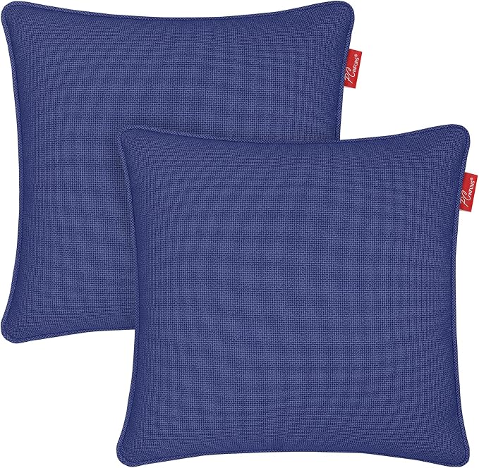 Pack of 2 Outdoor Throw Pillows,18x18 Inch All-Weather Water-Resistant Patio Pillows with Inserts,Decorative Pillows for Patio Furniture,Couch,Sofa,Poolside,Deep Blue