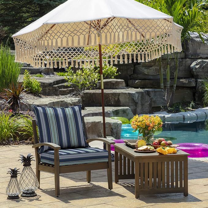 Arden Outdoor Deep Seat Cushion Set, Foam, 2-Pack, 24x24, Blue Stripe | Sofa, Couch, Conversation Set, Premium High-Density Foam, Never Flattens, Mold and Mildew Resistant